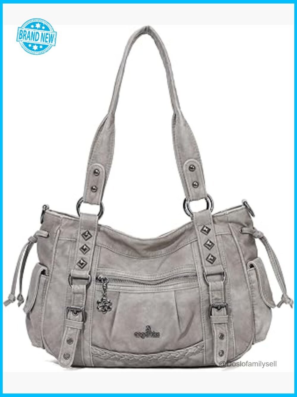 Multi Pocket Retro Hobo Handbag Satchel Tote Shoulder Bag Vegan Leather Work